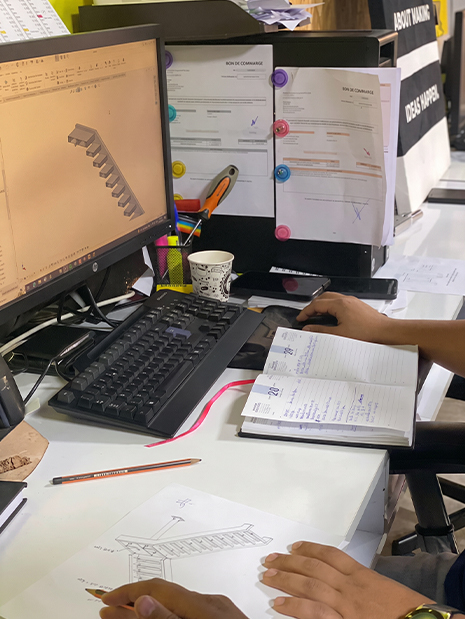 Conception technique d’un escalier sur mesure avec plans d’exécution et modélisation 3D